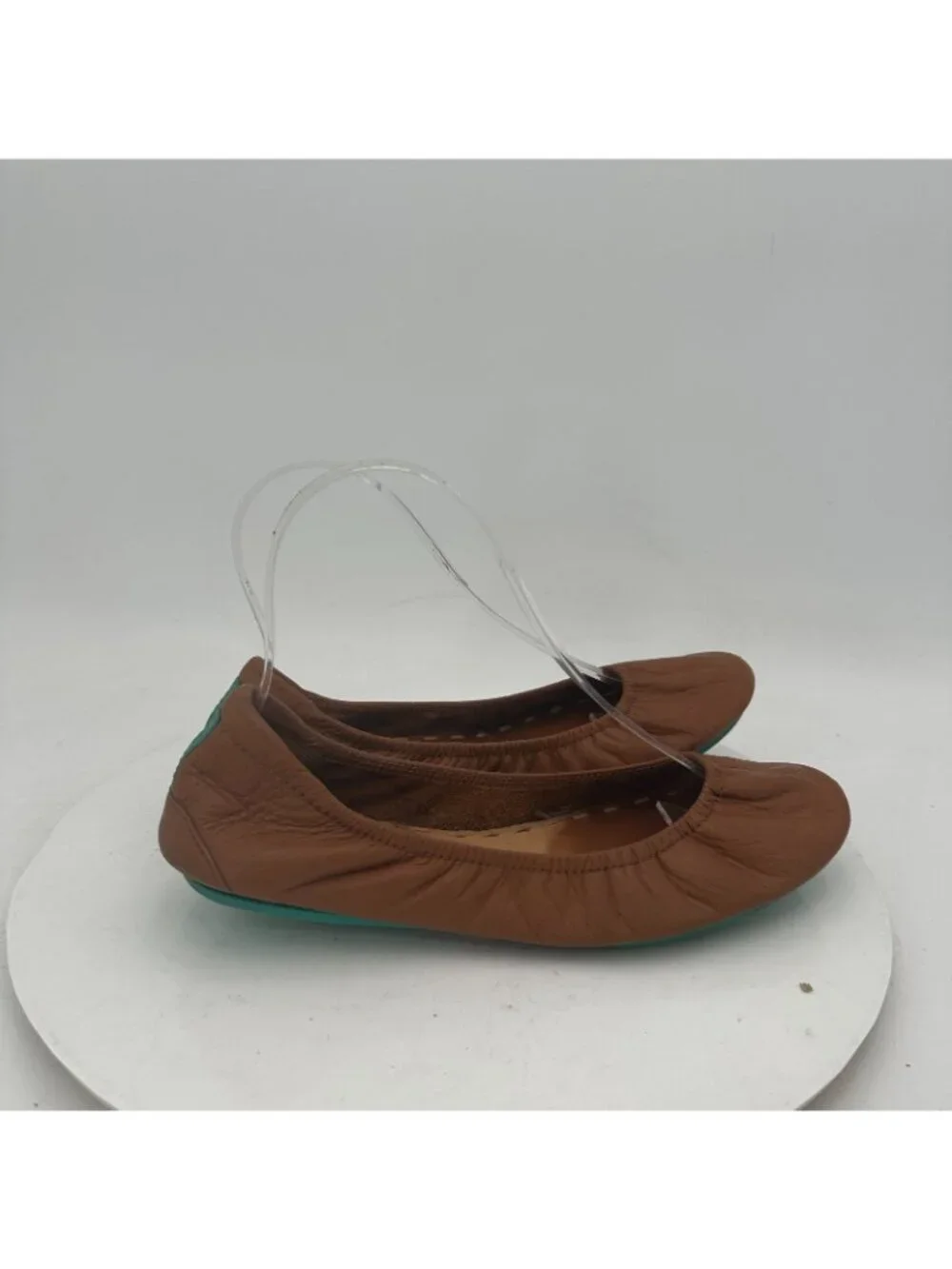 Tieks By Gavrieli Women Size 8 Brown Leather Teal Accents Ballet Women Flat Shoe
